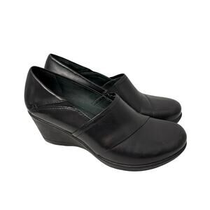 Dansko Shoes Womens Size 8 Rosaline Wedge Black Leather Slip On Comfort 38